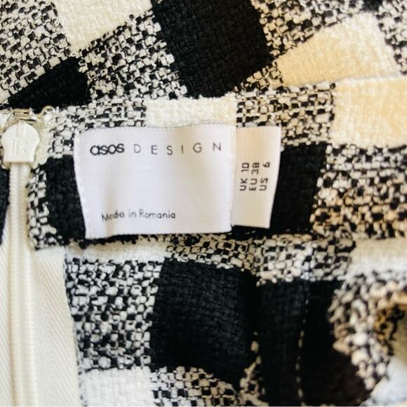 ASOS black white buffalo plaid check mini skirt 6 - Picture 6 of 8